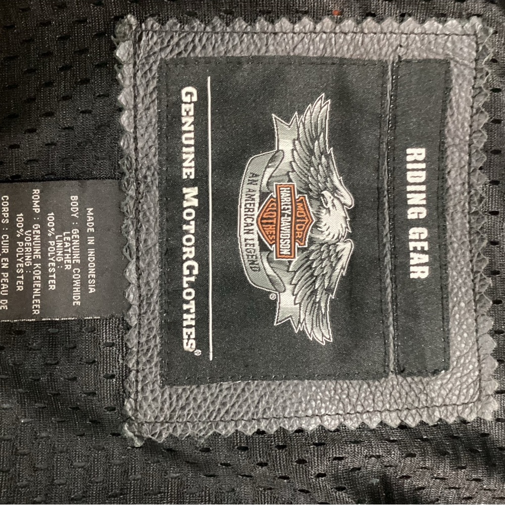Harley-Davidson Men’s Black & Gray Leather Motorcycle Jacket - Picture 4 of 12